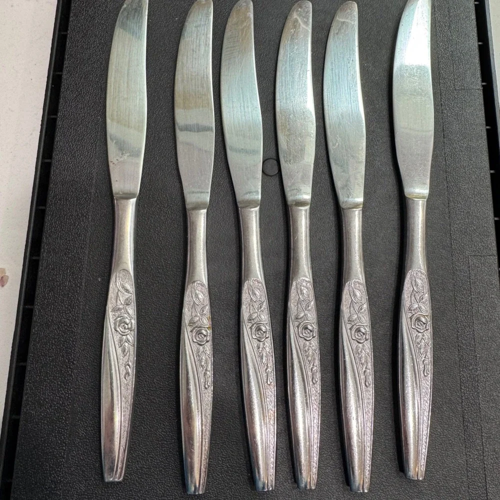 Nasco Embrace Stainless 18 Pc Flatware Set Japan Rose Floral Design Knives Forks